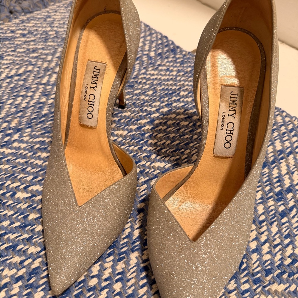 Jimmy Choo Sparkling Silver Heels - Picture 3 of 4
